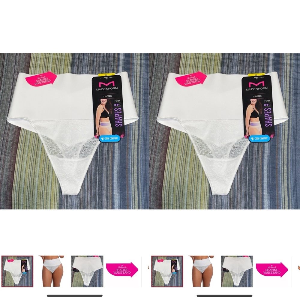 New 2 Pcs Maidenform Shaping Lace Thongs White